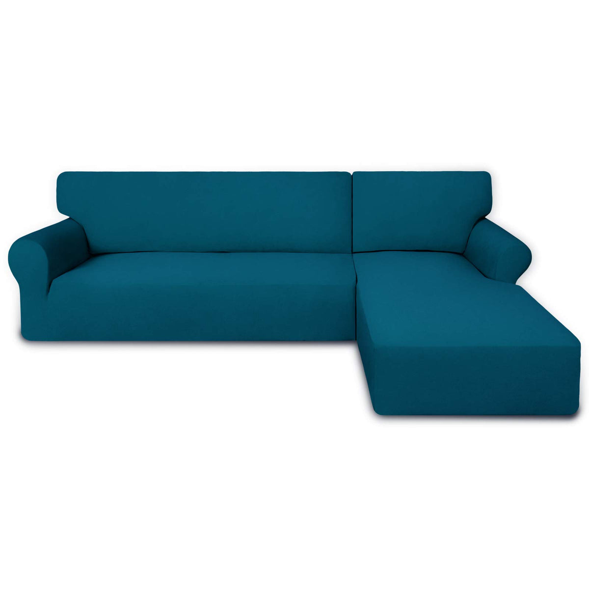 PureFit Super Stretch Sectional Couch Covers - 2 pcs Spandex Non Slip, with Elastic Bottom for L Shape Sectional Sofa Couches, Great for Kids & Pets (3 Seat Sofa + 3 Seat Chaise, Dark Gray)