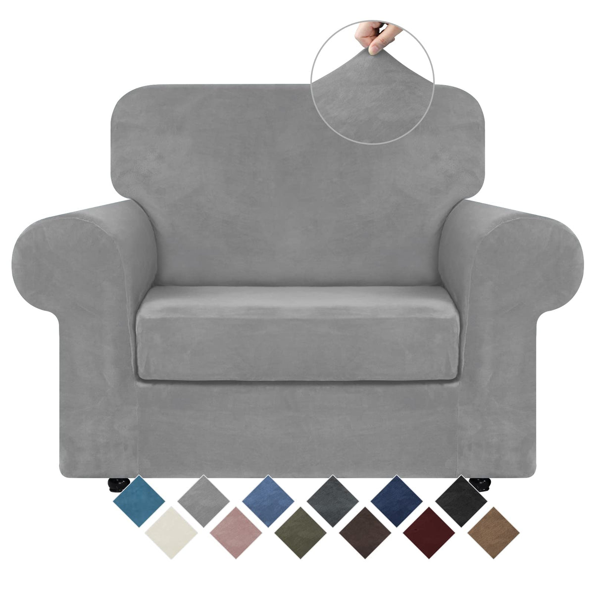 WEERRW 4 Pieces Couch Cover for Sofa Velvet Sofa Covers Washable, Dark Grey