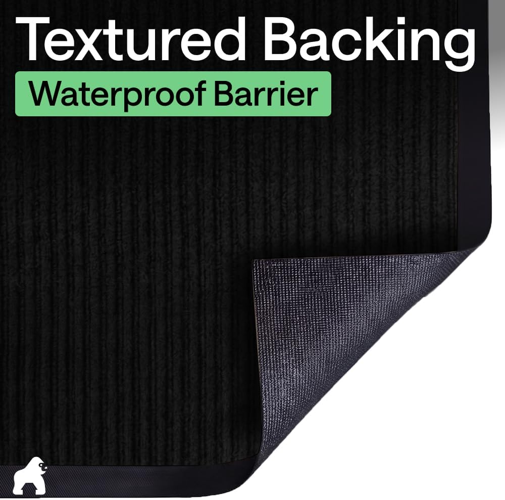 GORILLA GRIP Traffic Guard Indoor Outdoor Heavy Duty Door Mat, 35x23 Black