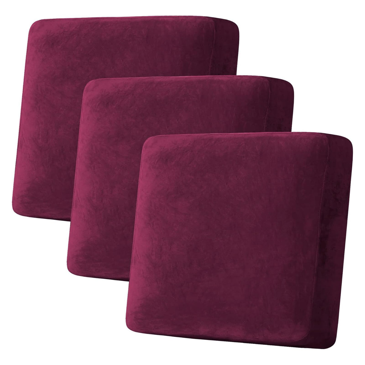 H.VERSAILTEX Velvet Stretch Couch Cushion Cover Plush Cushion Slipcover for Chair Loveseat Sofa Cushion Furniture Protector Seat Cushion Sofa Cover (2 Piece Large Sofa Cushion Covers, Ivory)