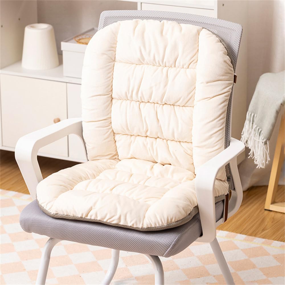 Plush Chair Cushion with Ties - Soft Seat Pad Backrest for Dorm, Desk, Rocking Chairs (Light Pink)