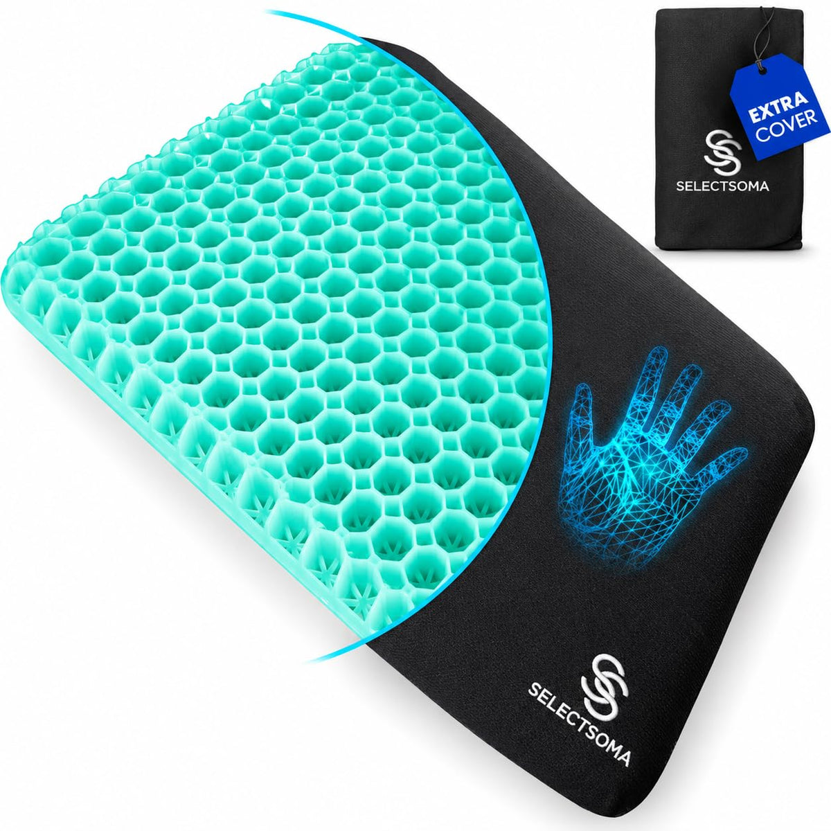 Gel Seat Cushion for Long Sitting, Pressure Relief for Tailbone and Back