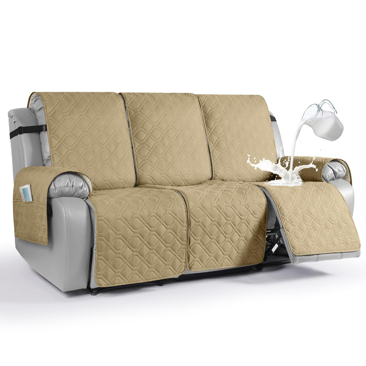 VANSOFY Waterproof Recliner Couch Covers Washable, Dark Gray,3 Seater