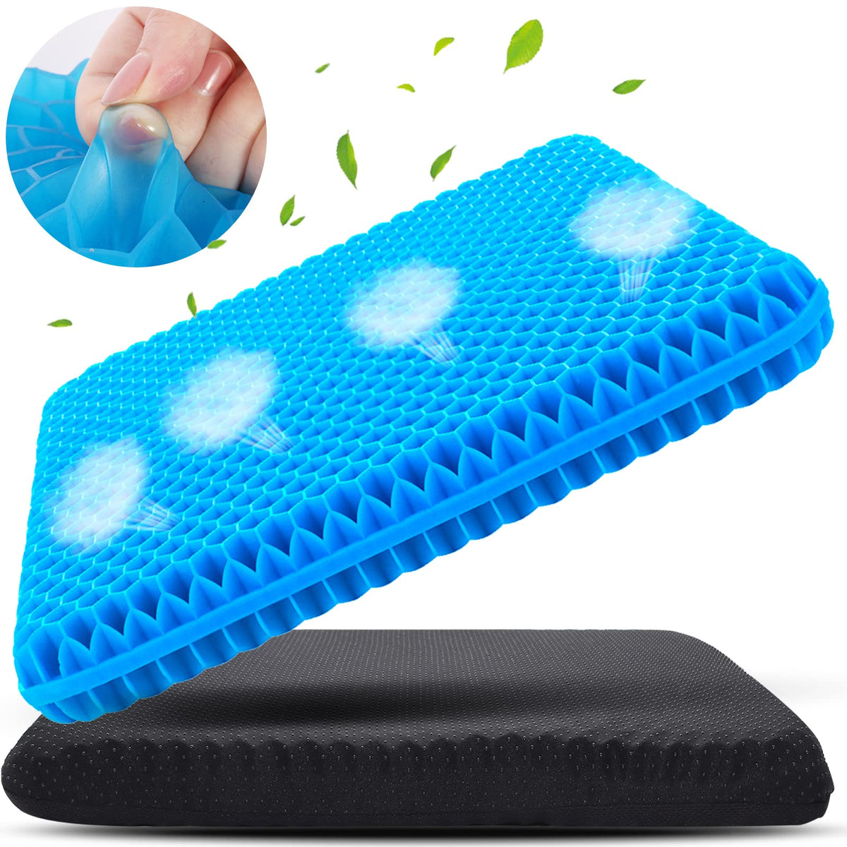 Gel Seat Cushion for Long Sitting, Gel Chair Cushion (Large & Thick)