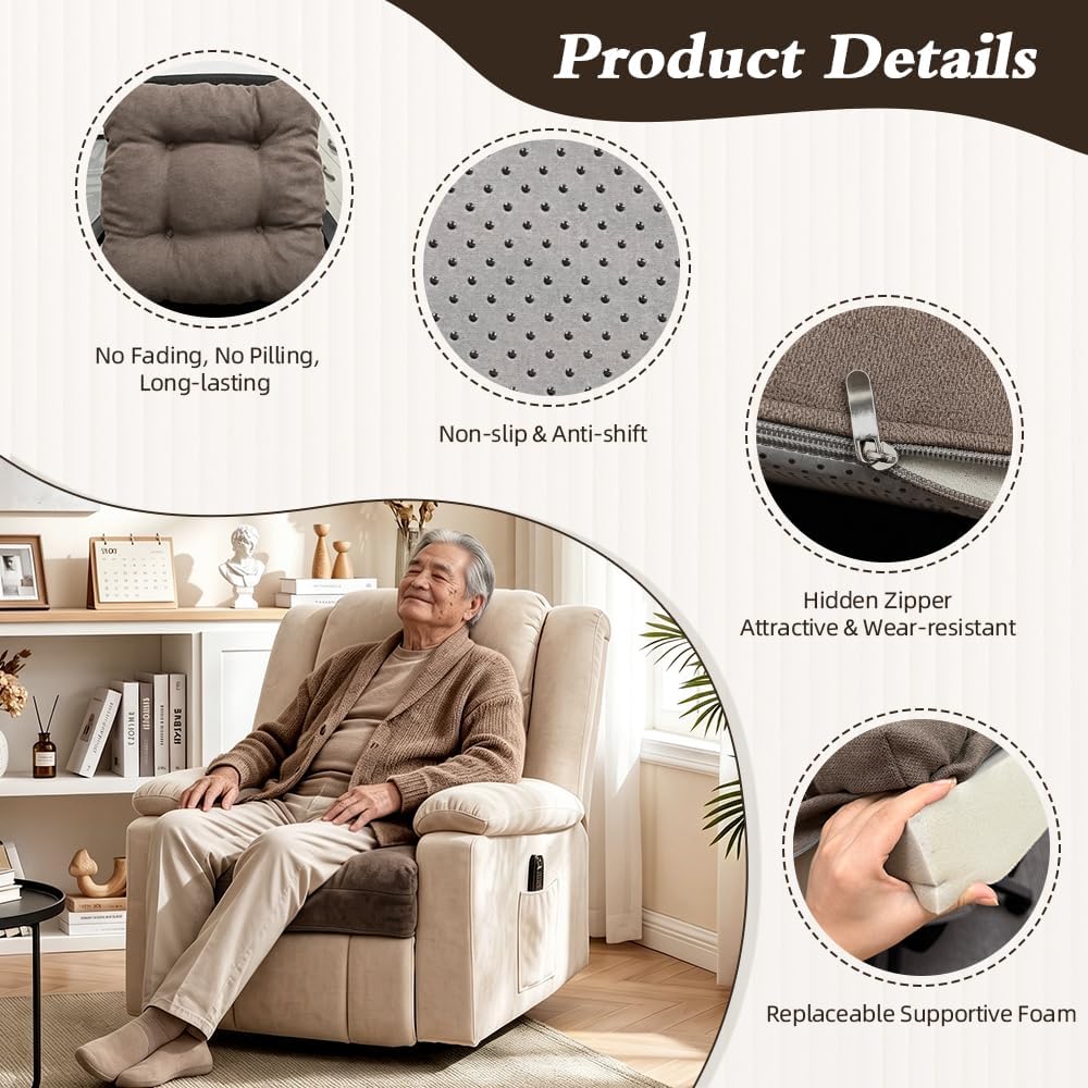 Recliner Cushion for the Elderly, 20x20x5 Brown Chair Cushion