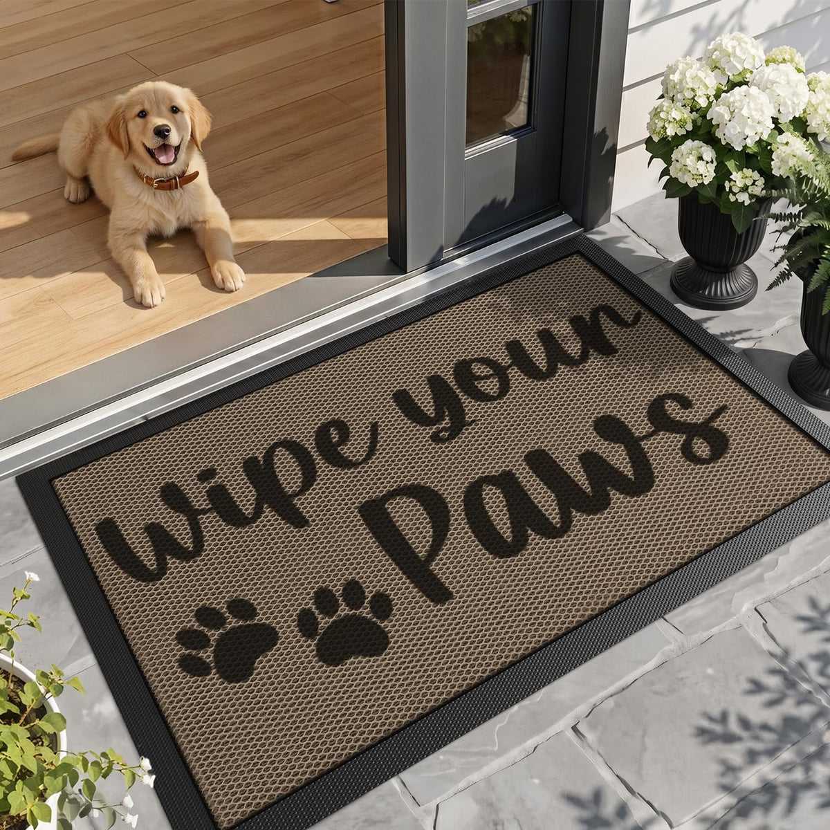 LUMI Outside Welcome Door Mat 24x36, Non-Slip Durable Rubber Easy Clean
