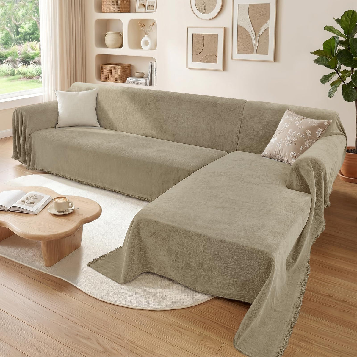 2 Pieces Sectional Couch Covers L Shaped Cover XL Dark Gray