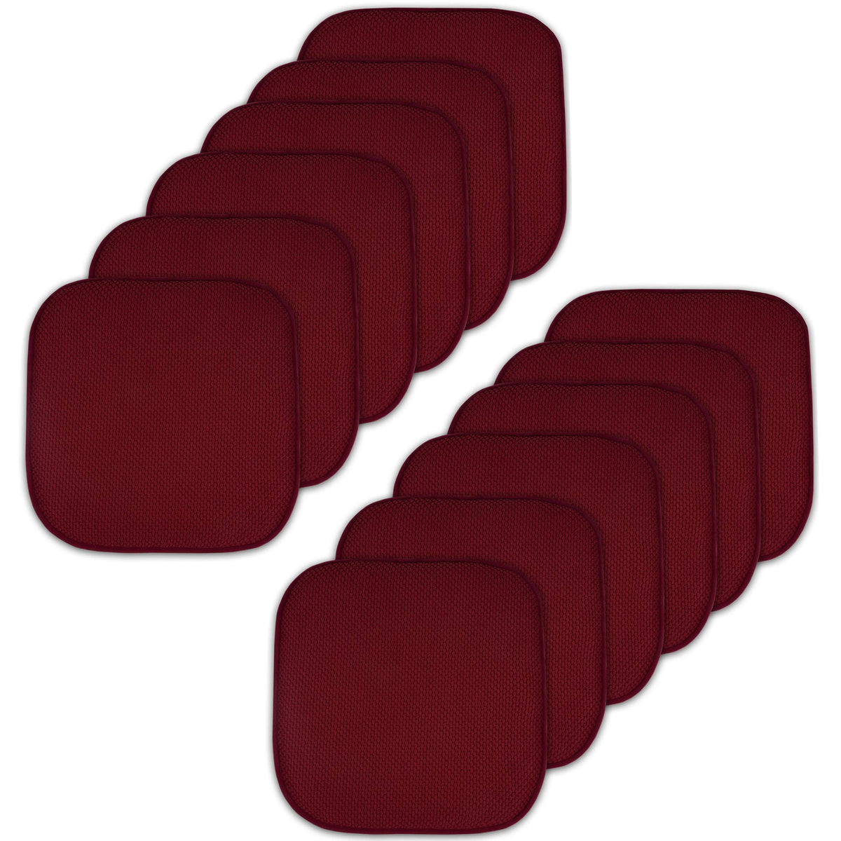 Sweet Home Collection Chair Cushion Memory Foam Pads Honeycomb Pattern Slip Non Skid Rubber Back Rounded Square 16" x 16" Seat Cover, 4 Pack, Alexis Chocolate
