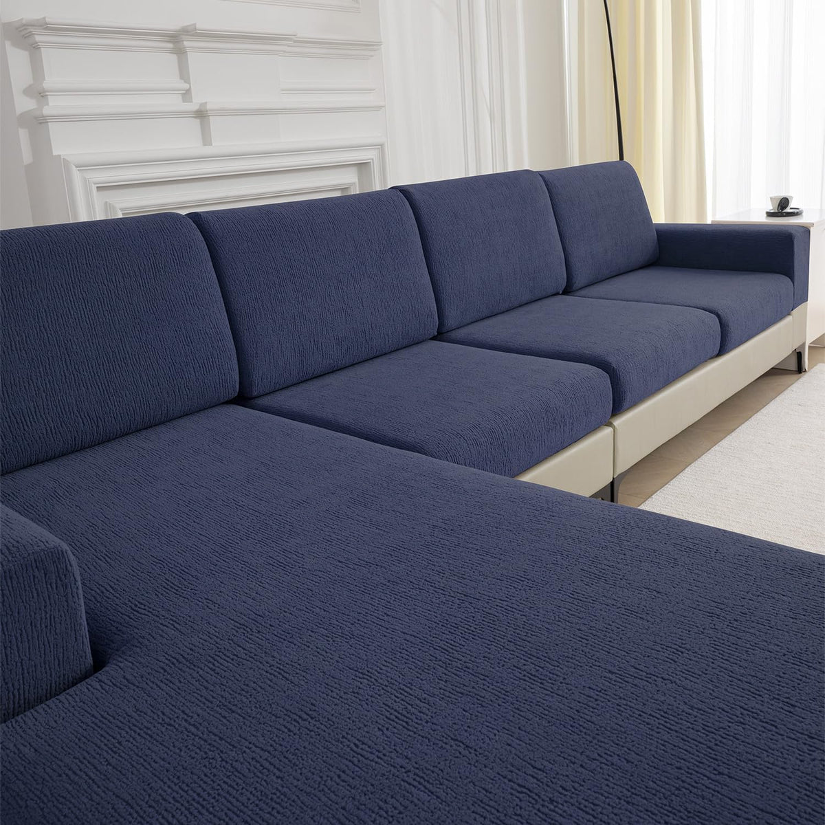 Couch Cushion Covers Sectional Couch Covers Stretch Washable Soft Seat Cushion Covers Furniture Protector Sofa Slipcovers for Pets(Light Grey,3 Pieces Seat Covers or Back Covers)