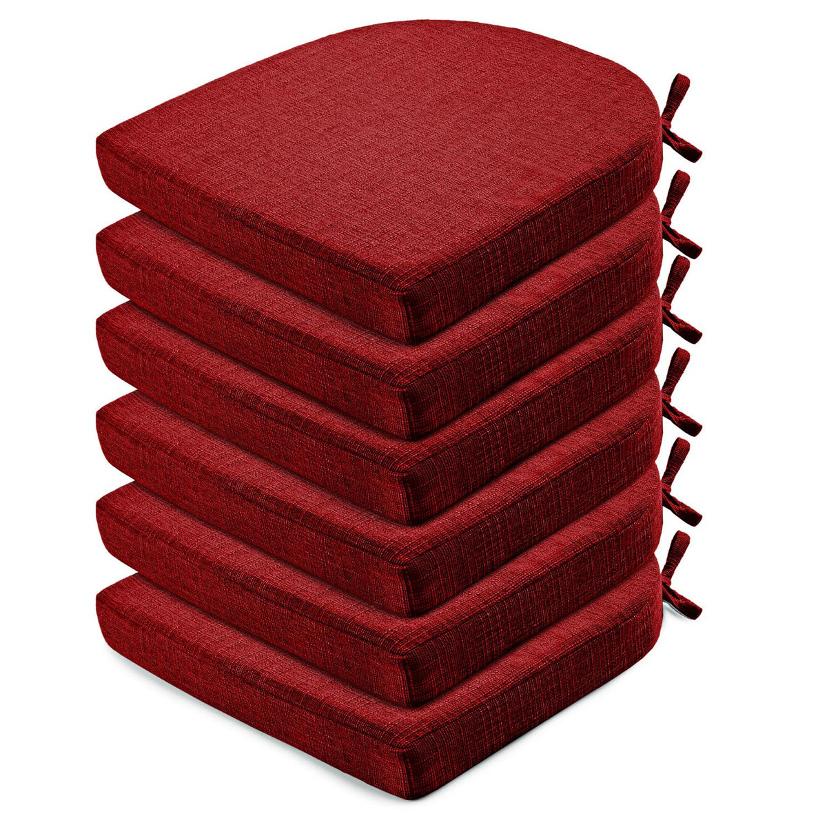 Wellsin Chair Cushions for Dining Chairs 6 Pack - Kitchen Chair Cushions with Ties and Non-Slip Backing - Dining Chair Pads 16"X16"X2", Dark Gray
