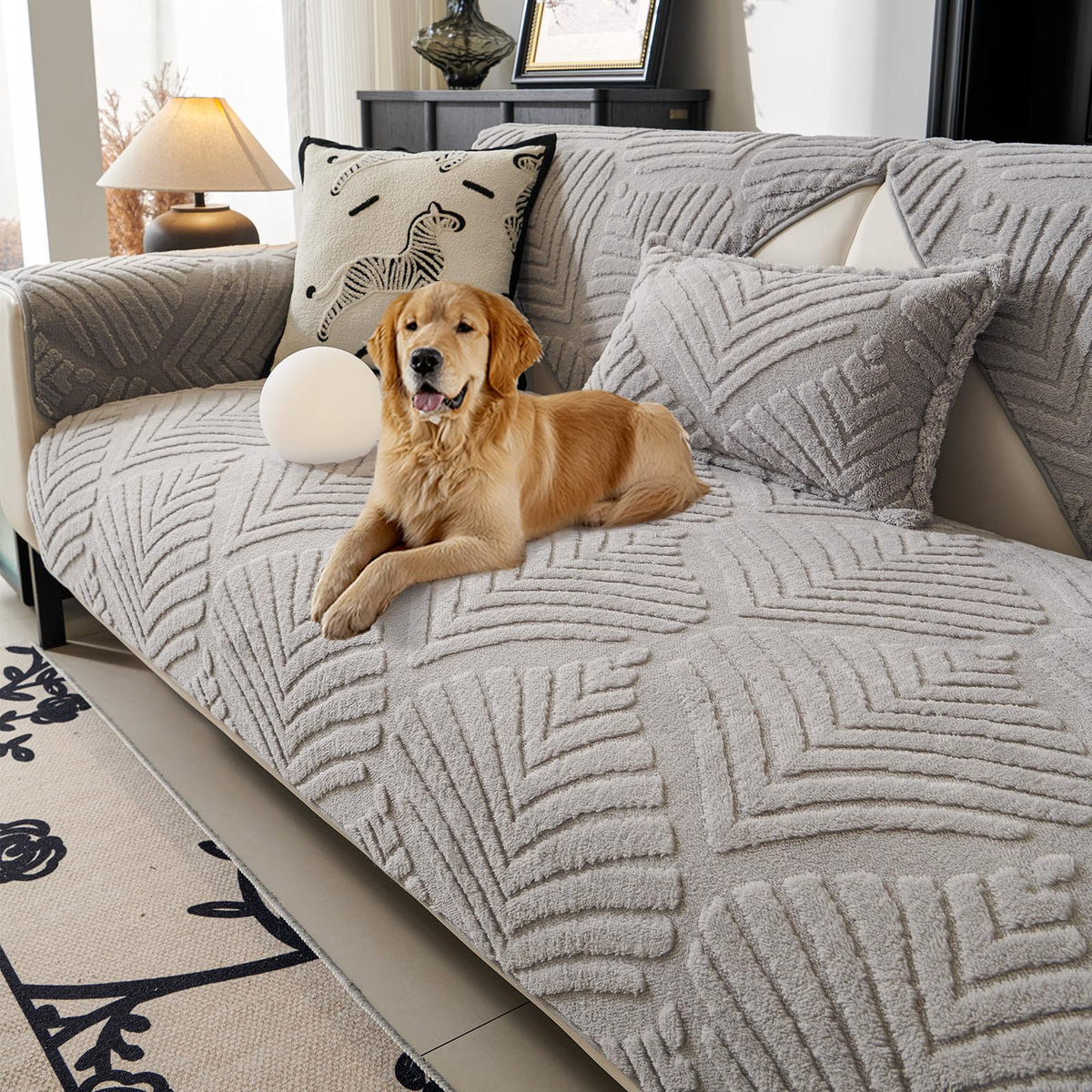 Plush Sofa Cover Washable, Funny Fuzzy Pet Couch Cover for 1 Seat