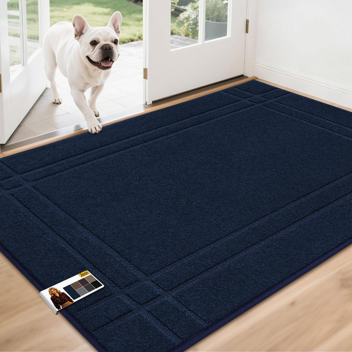 JSEI Door Mat for Entrance 20"x32", Dirt Trapper Doormat, Black