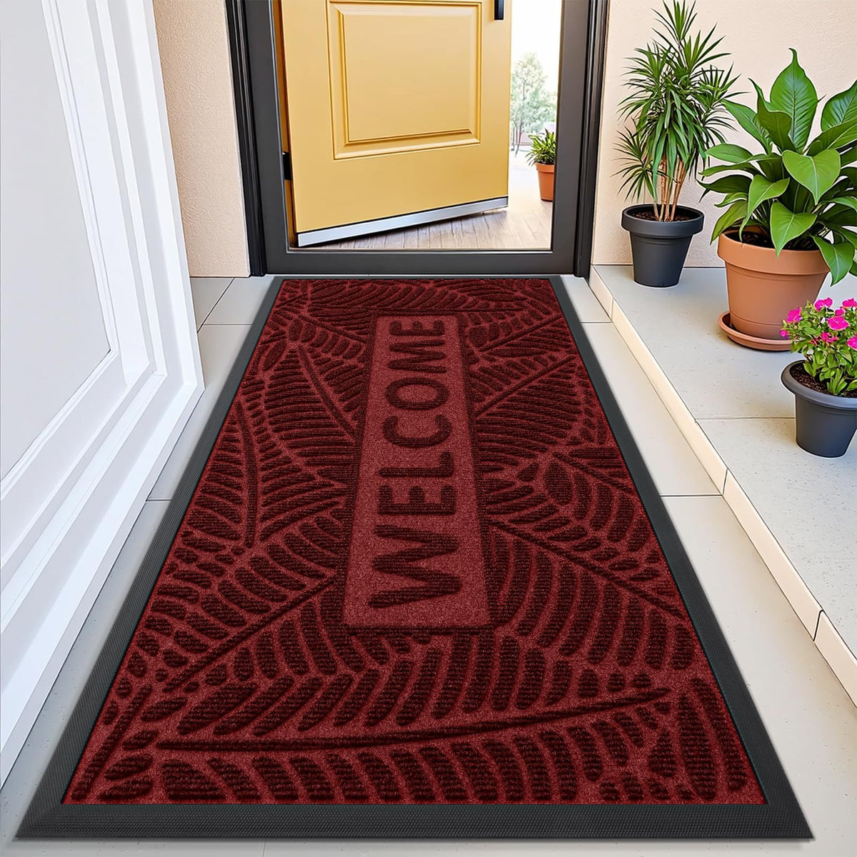 Smiry Welcome Front Door Mat for Outdoor Indoor 29.5x17, All-Season Doormat