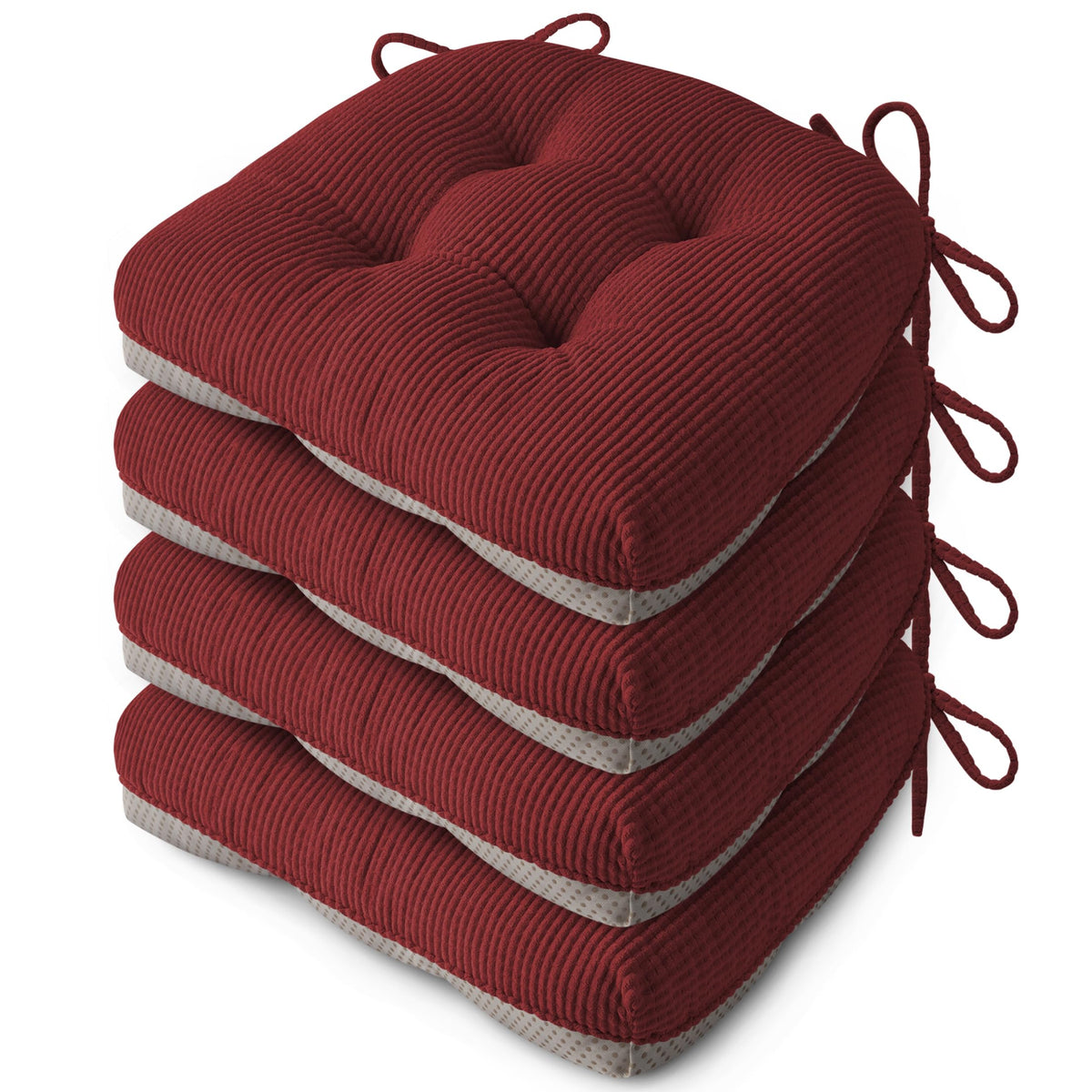 Anti Slip Kitchen Chair Cushions Set of 4 18"X16.5"X3" Beige