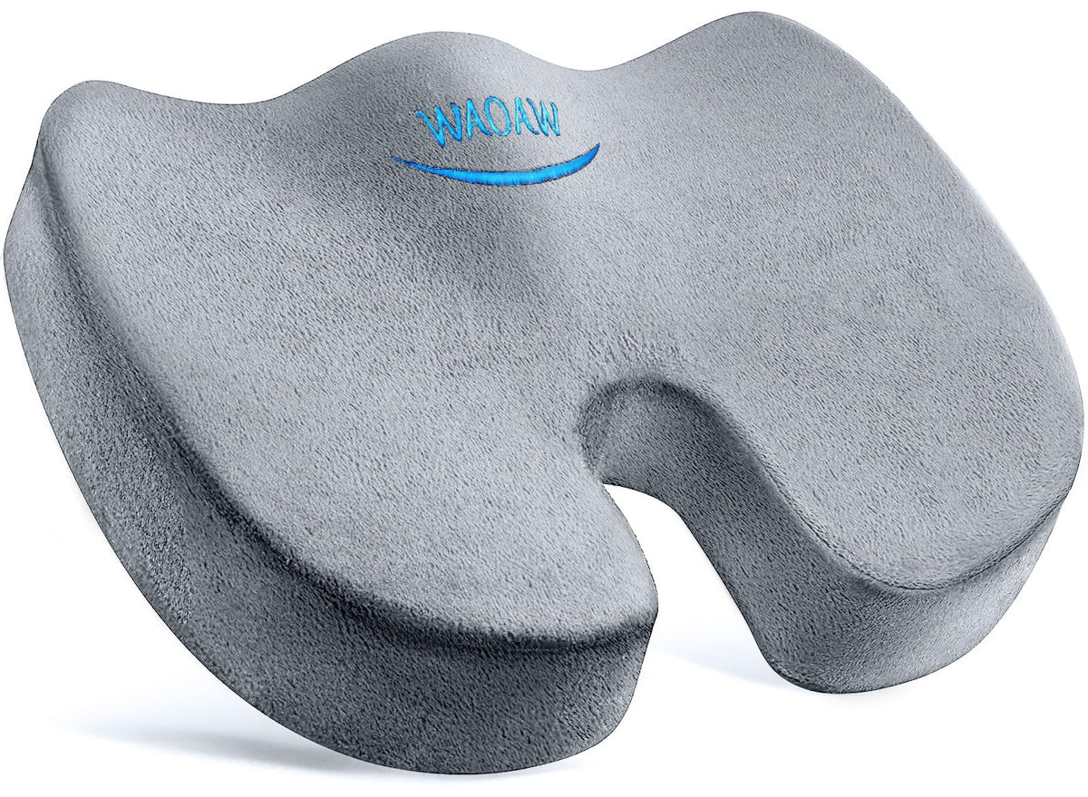 WAOAW Seat Cushion, Office Chair Cushions Butt Pillow for Car Long Sitting, Memory Foam Chair Pad for Back, Coccyx, Tailbone Pain Relief, Stocking Stuffers Gifts for Men Women (Black)