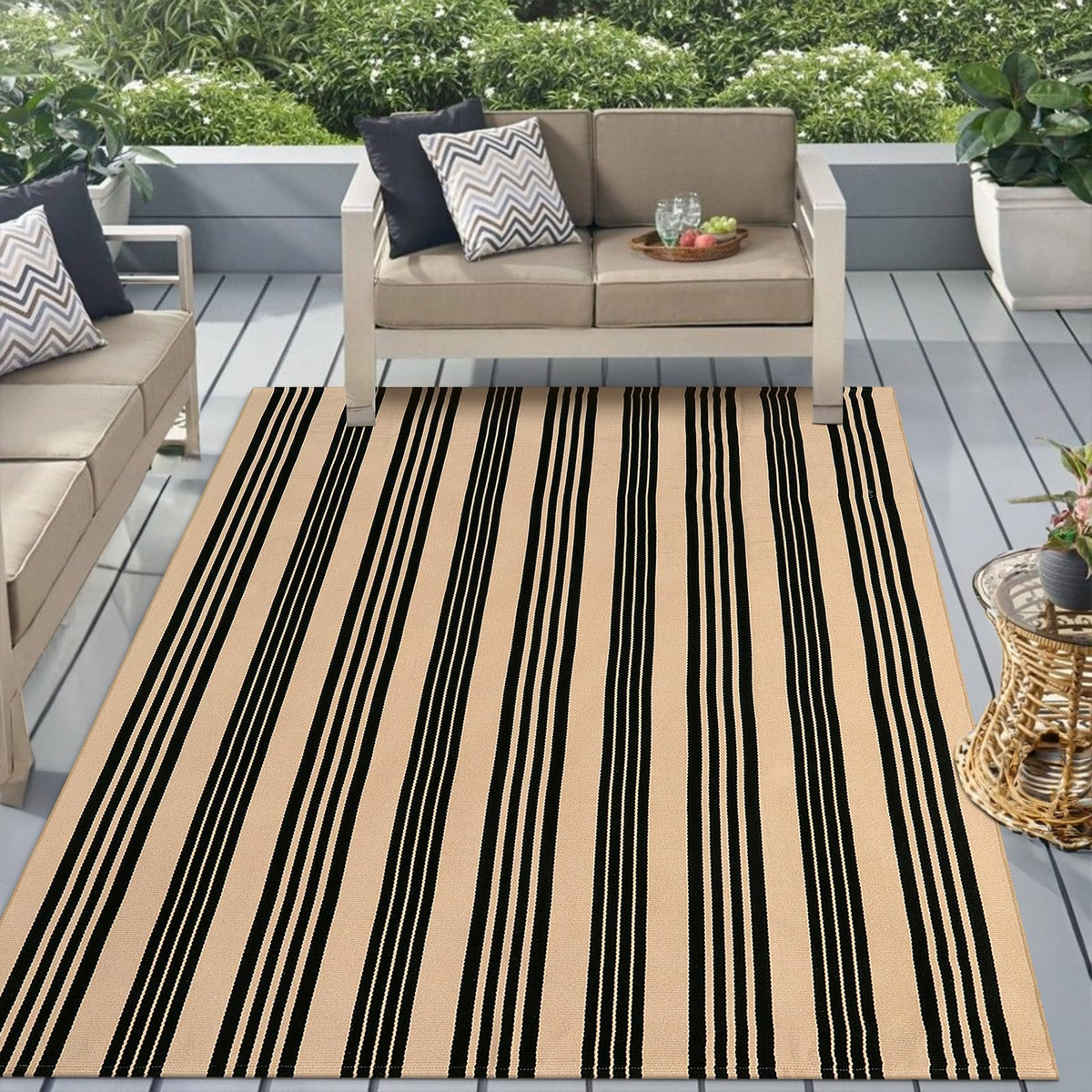 Striped Fall Door Mat 24"x51" Outdoor Rug Cotton Washable Fall Decor
