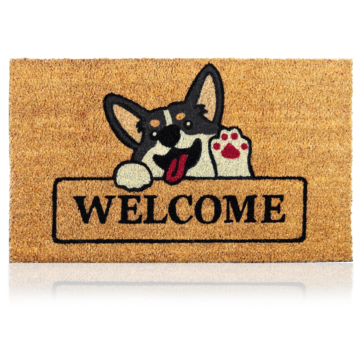Coir Welcome Mat, Non-Slip, Hi-Bye Cat, 17 x 29 in