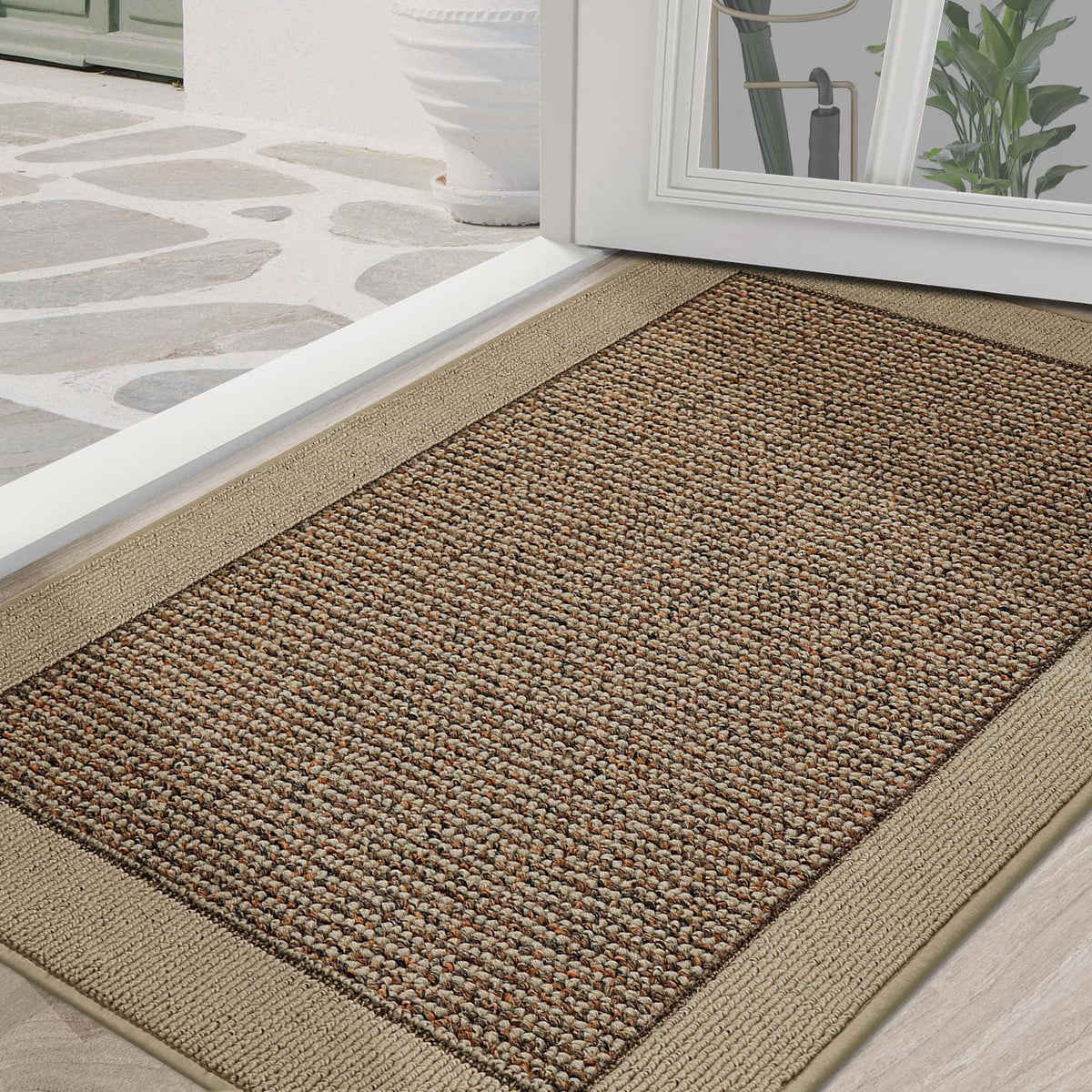 BEQHAUSE Indoor Door Mat 20" x 32", Dirt Trapper Door Mats, Taupe
