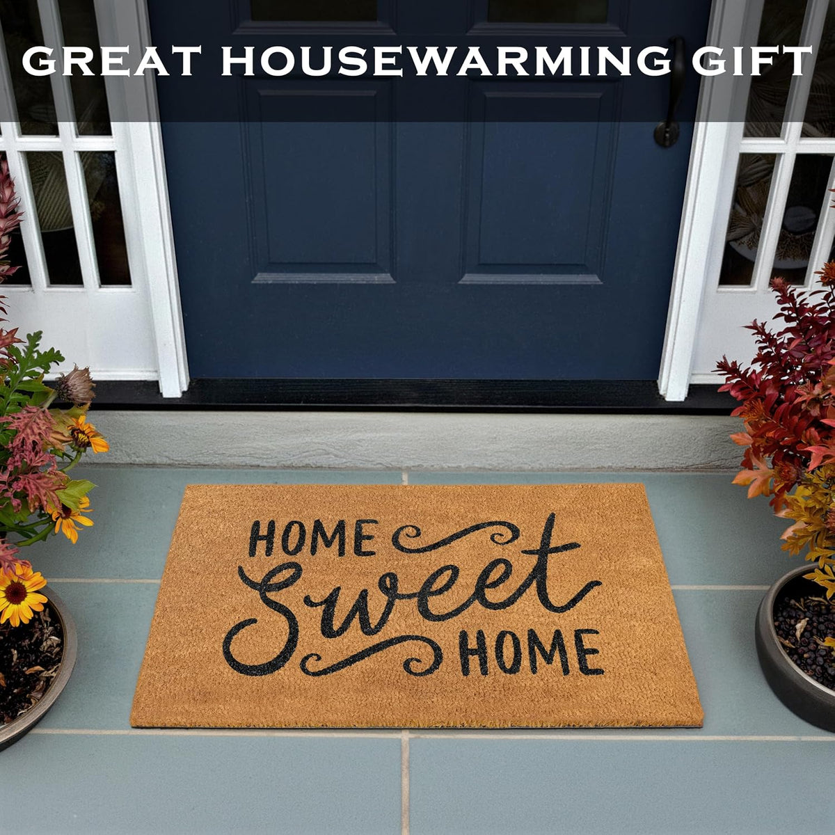 Home Sweet Home Coir Doormat 30x17 Inch, Welcome Mat for Front Door Coir