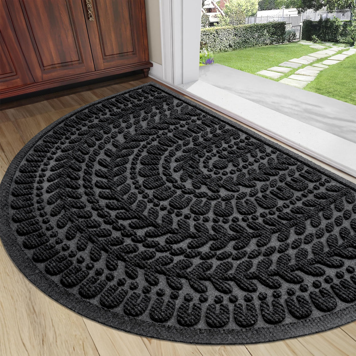 RORA Half Circle Door Mat Front Door Mat Outside Entrance Welcome Mat 17x30