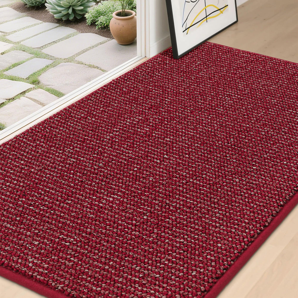 BEQHAUSE Dirt Trapper Door Mat 32" x 48", Non-Slip Washable Doormats, Beige