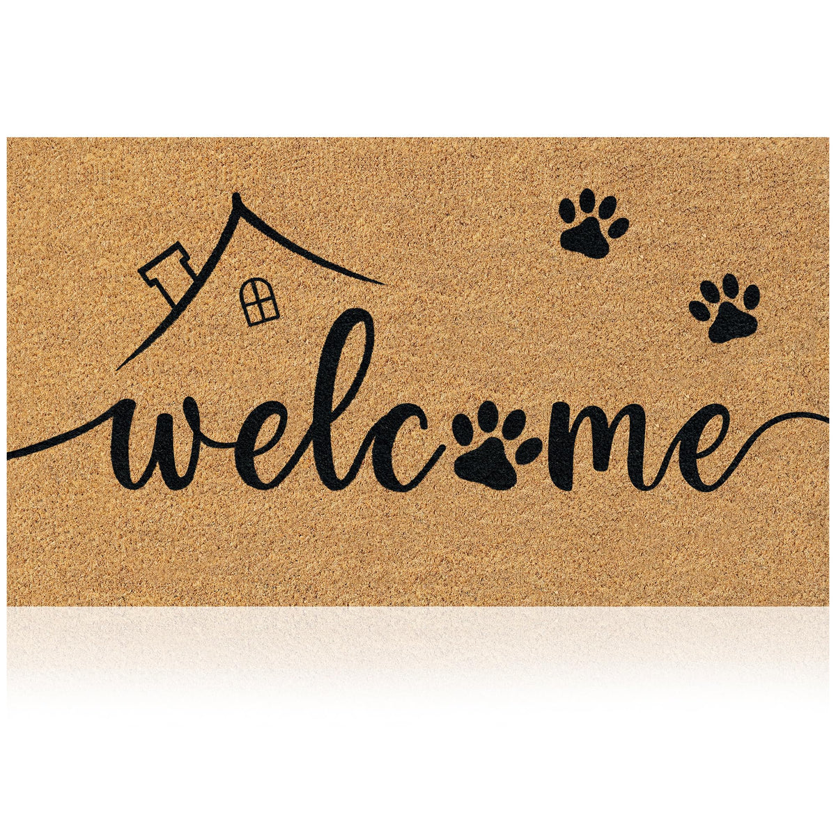 Coir Welcome Mat, Non-Slip, Welcome Classic 4, 17x29 in