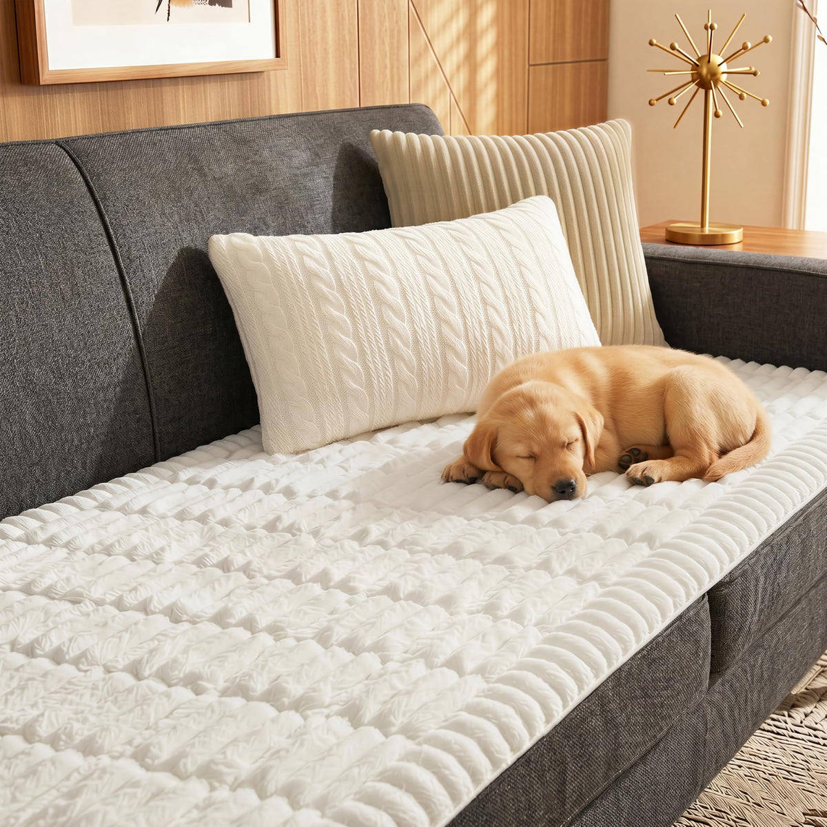 Fixwal Waterproof Flannel Dog Couch Cover, 27.6" x 59", Light Gray