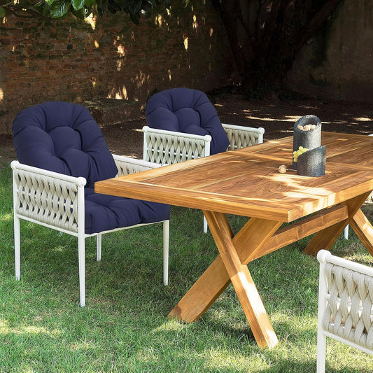 2 Pack Waterproof Outdoor Thick Tufted Chair Cushions,Peacock