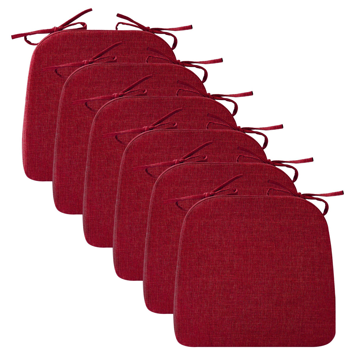 Ruqmuis Chair Cushions for Dining Chairs, 2" Thick Seat Cushions for Kitchen Chairs, D-Shaped Chair Pads with Washable Cover, Ties and Non Slip Backing, 17'' x 16'', Set of 4, Beige