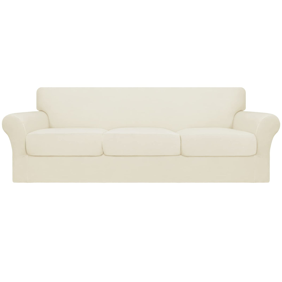 Easy-Going 4 Pieces Stretch Sofa Cover for 3 Cushion Couch Washable
