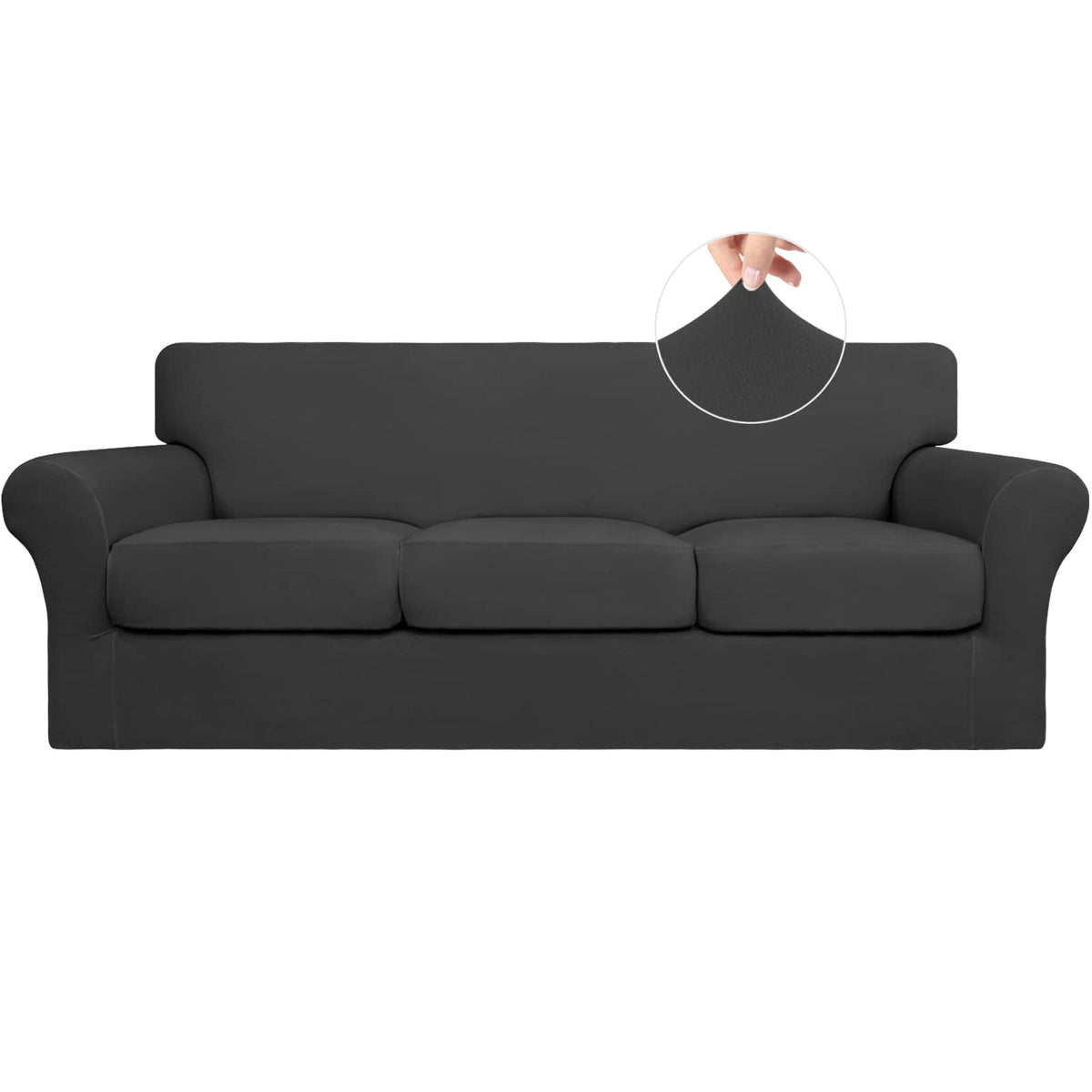 Easy-Going 4 Pieces Stretch Sofa Cover for 3 Cushion Couch Washable