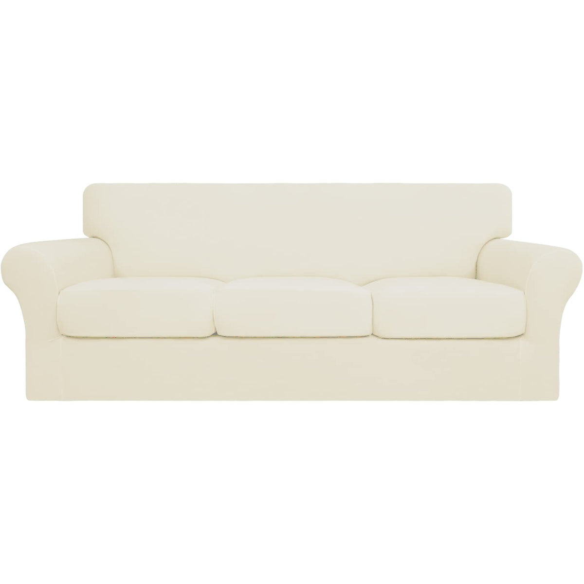 Easy-Going 4 Pieces Stretch Sofa Cover for 3 Cushion Couch Washable