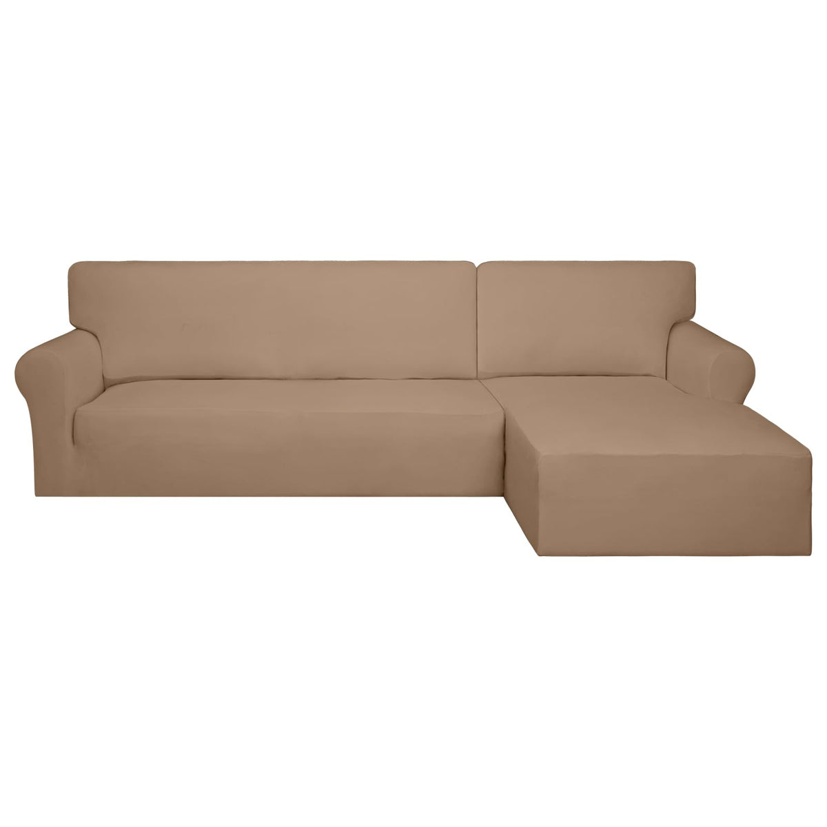 PureFit Super Stretch Sectional Couch Covers - 2 pcs Spandex Non Slip, with Elastic Bottom for L Shape Sectional Sofa Couches, Great for Kids & Pets (3 Seat Sofa + 3 Seat Chaise, Dark Gray)