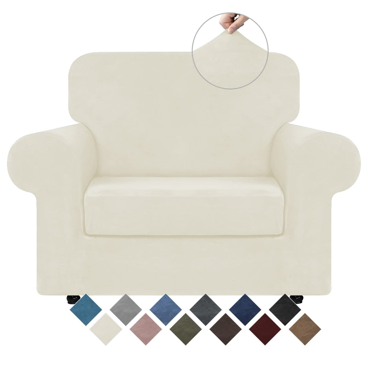 WEERRW 4 Pieces Couch Cover for Sofa Velvet Sofa Covers Washable, Dark Grey