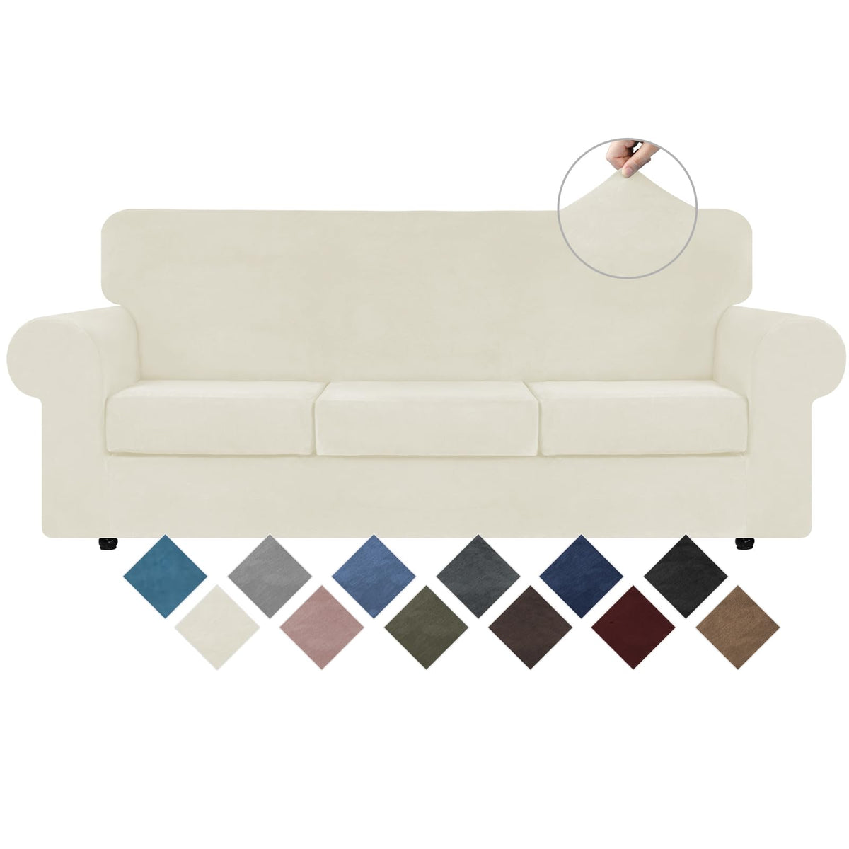 WEERRW 4 Pieces Couch Cover for Sofa Velvet Sofa Covers Washable, Dark Grey