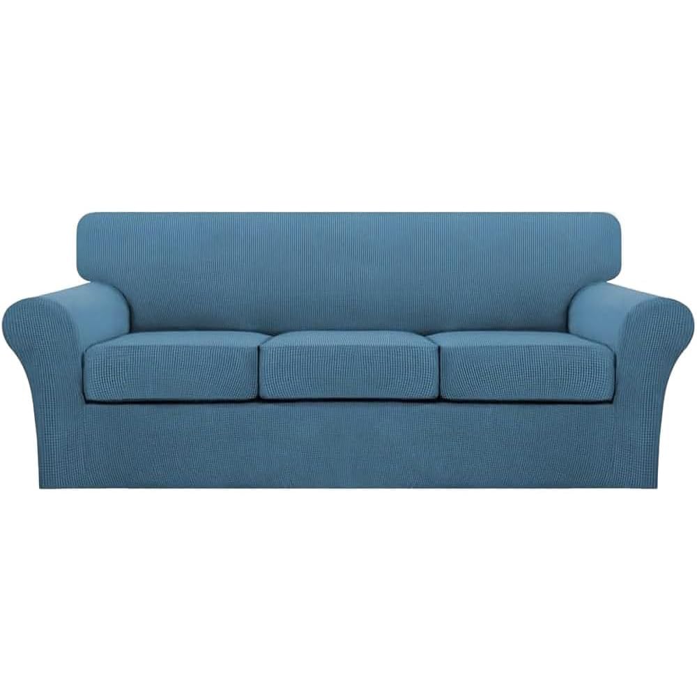 Turquoize 4 Piece Couch Cover Sofa Covers for 3 Cushion Couch Sofa Slipcovers Washable Sofa Cover for Dogs with Individual Couch Cushion Covers Feature Jacquard Fabric(3 Cushion Sofa, Biscotti Beige)
