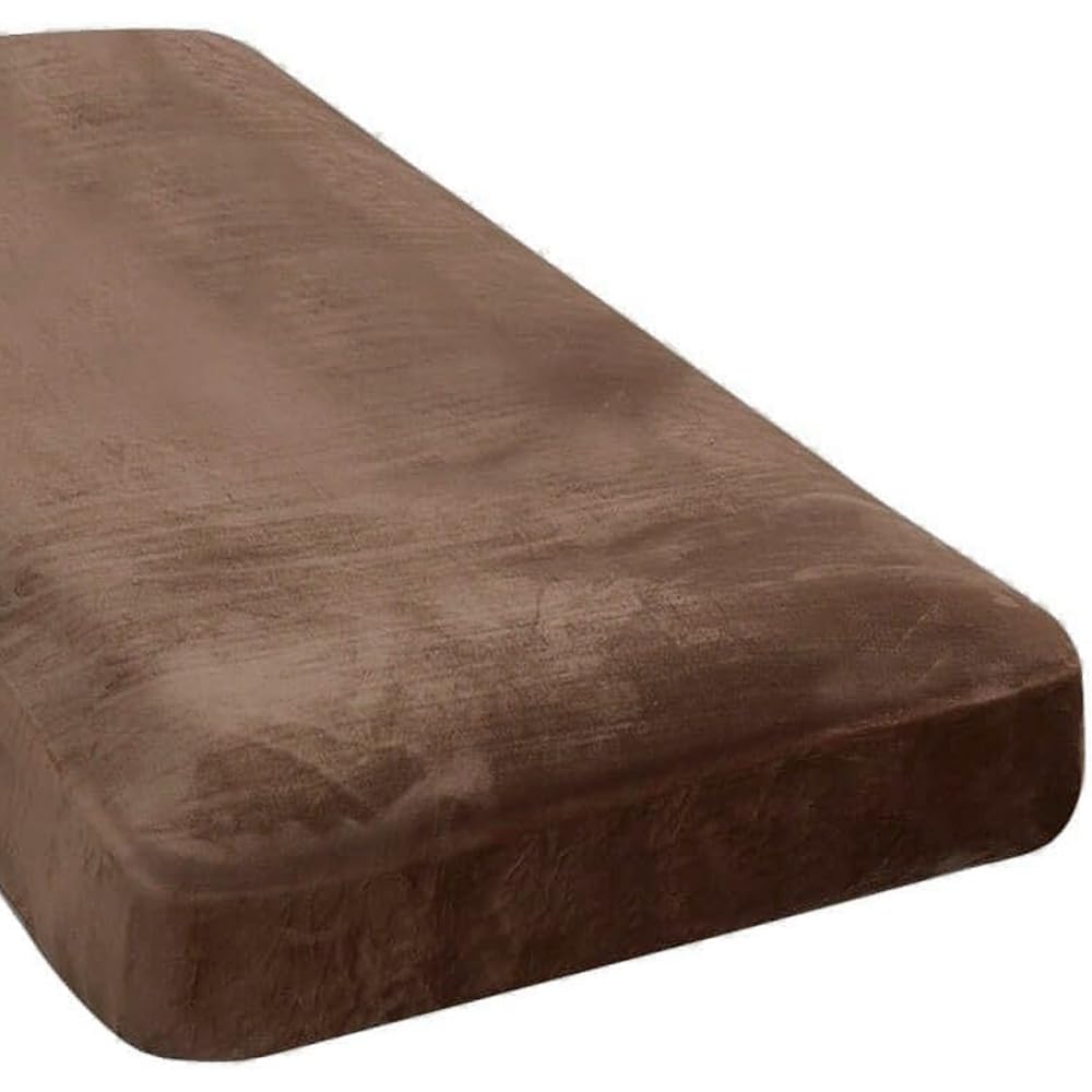 H.VERSAILTEX Velvet Stretch Couch Cushion Cover Plush Cushion Slipcover for Chair Loveseat Sofa Cushion Furniture Protector Seat Cushion Sofa Cover (2 Piece Large Sofa Cushion Covers, Ivory)