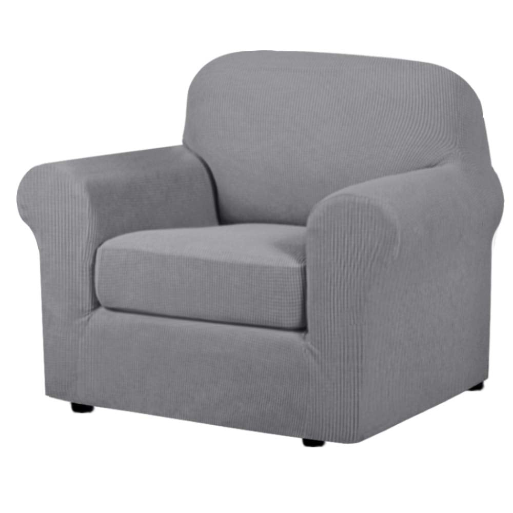 H.VERSAILTEX 4 Piece Stretch Sofa Covers for 3 Cushion Couch Covers for Living Room Furniture Slipcovers (Base Cover Plus 3 Seat Cushion Covers) Upgraded Thicker Jacquard Fabric (Sofa, Grey)