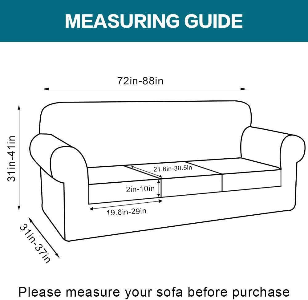 Turquoize 4 Piece Couch Cover Sofa Covers for 3 Cushion Couch Sofa Slipcovers Washable Sofa Cover for Dogs with Individual Couch Cushion Covers Feature Jacquard Fabric(3 Cushion Sofa, Biscotti Beige)