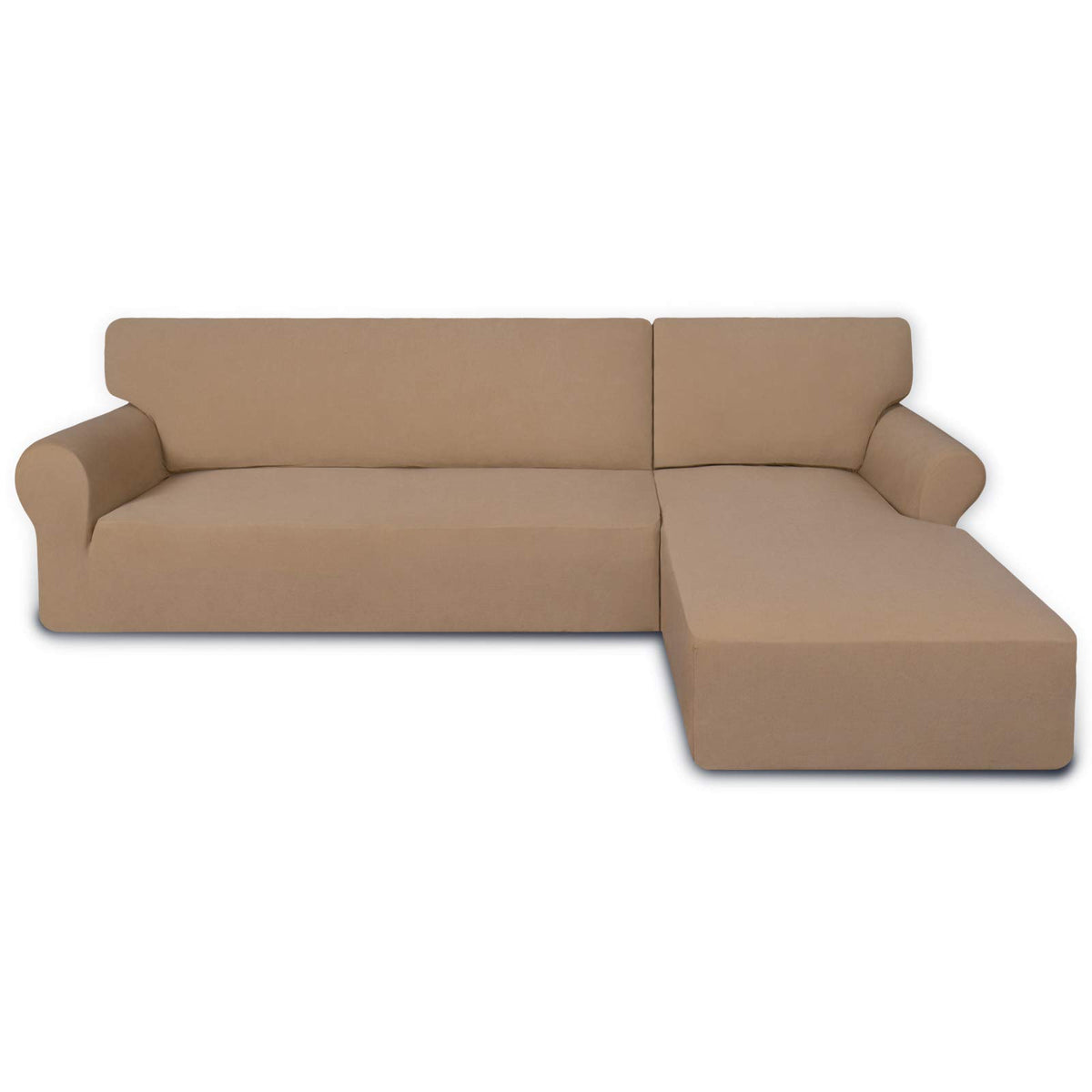 PureFit Super Stretch Sectional Couch Covers - 2 pcs Spandex Non Slip, with Elastic Bottom for L Shape Sectional Sofa Couches, Great for Kids & Pets (3 Seat Sofa + 3 Seat Chaise, Dark Gray)