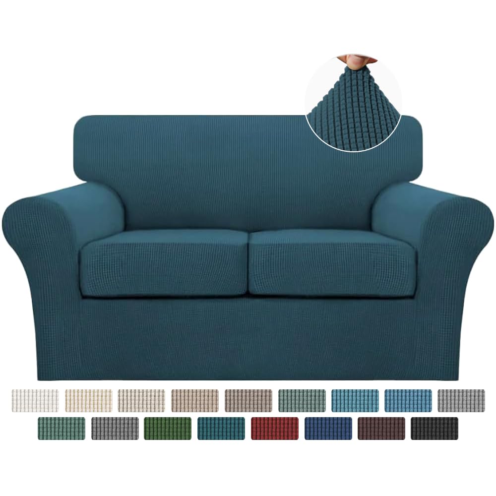 Turquoize 4 Piece Couch Cover Sofa Covers for 3 Cushion Couch Sofa Slipcovers Washable Sofa Cover for Dogs with Individual Couch Cushion Covers Feature Jacquard Fabric(3 Cushion Sofa, Biscotti Beige)