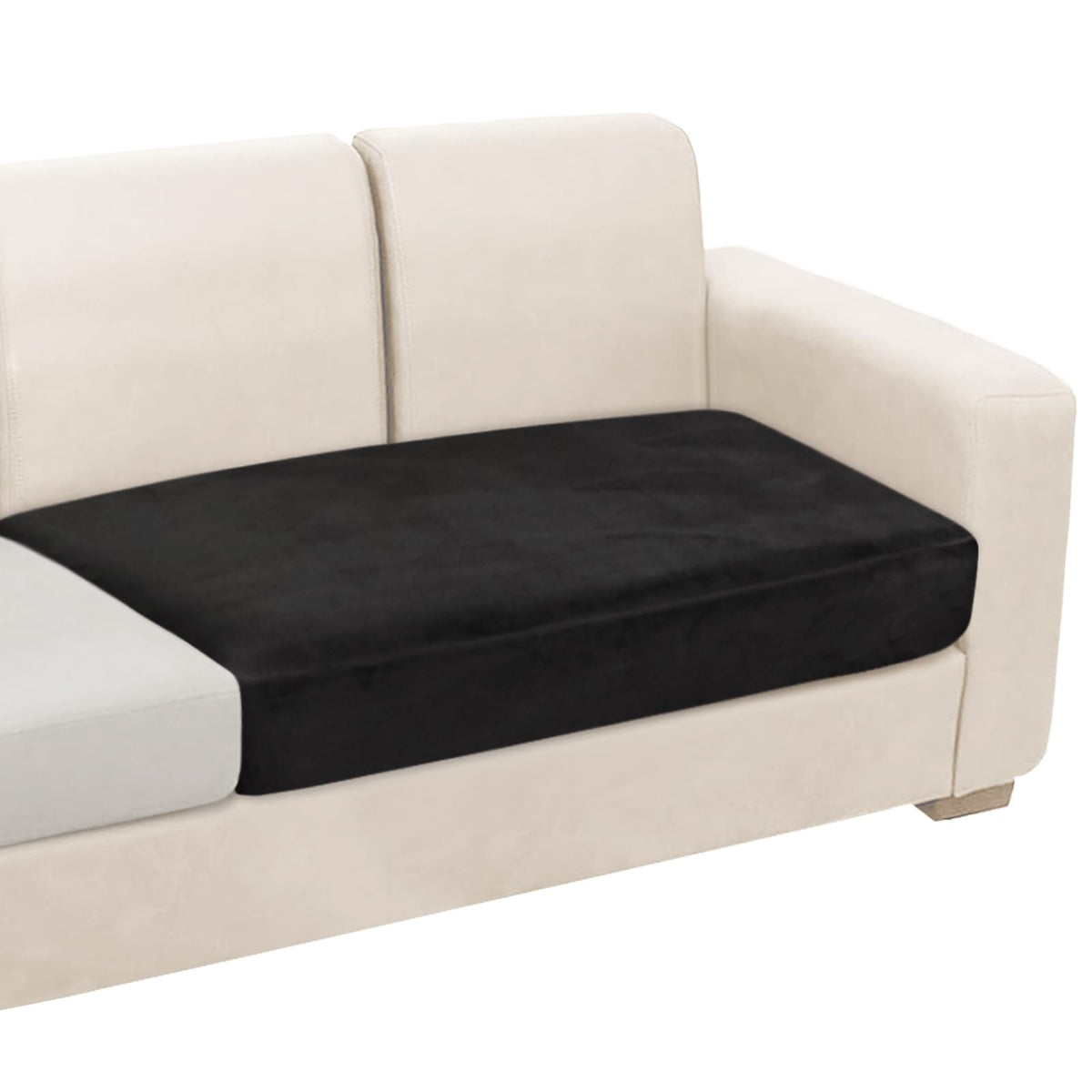 NAISI Sectional Couch Cover 4 Pieces Velvet Separate Couch Cushion Covers L Shape Soft Stretch Sofa Slipcovers with 2pcs Pillowcases for Left/Right Chaise Sectional Couch(3 Seater+1 Chaise,Dark Grey)