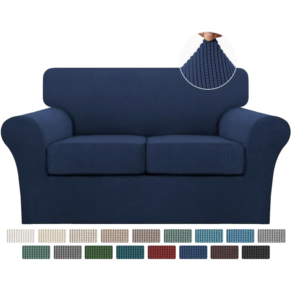 Turquoize 4 Piece Couch Cover Sofa Covers for 3 Cushion Couch Sofa Slipcovers Washable Sofa Cover for Dogs with Individual Couch Cushion Covers Feature Jacquard Fabric(3 Cushion Sofa, Biscotti Beige)