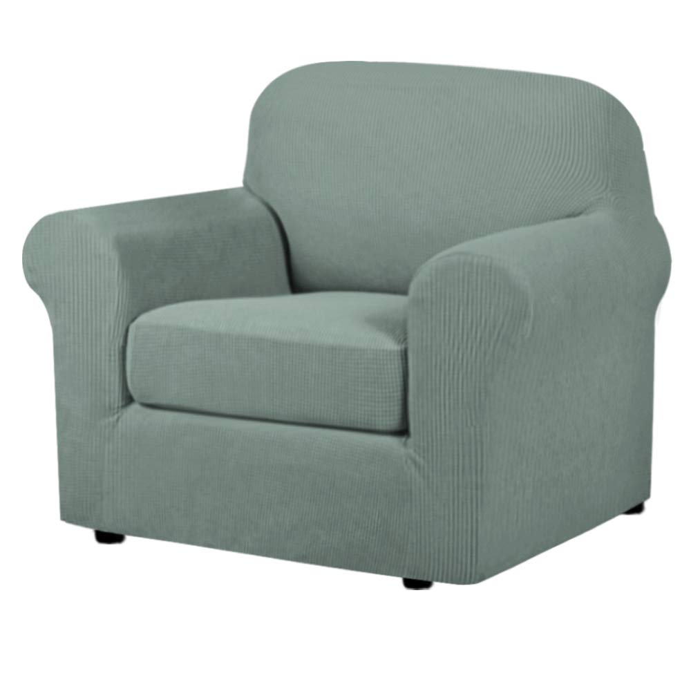 H.VERSAILTEX 4 Piece Stretch Sofa Covers for 3 Cushion Couch Covers for Living Room Furniture Slipcovers (Base Cover Plus 3 Seat Cushion Covers) Upgraded Thicker Jacquard Fabric (Sofa, Grey)