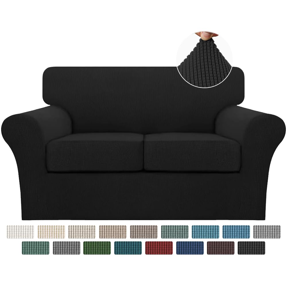 Turquoize 4 Piece Couch Cover Sofa Covers for 3 Cushion Couch Sofa Slipcovers Washable Sofa Cover for Dogs with Individual Couch Cushion Covers Feature Jacquard Fabric(3 Cushion Sofa, Biscotti Beige)