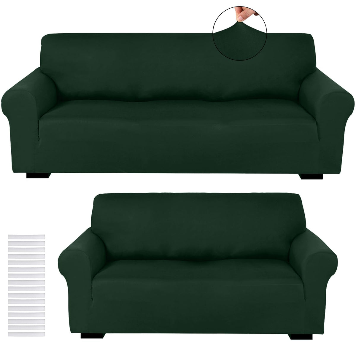 Peryiter 2 Pcs Couch and Loveseat Sofa Covers,Black,Milk Silk