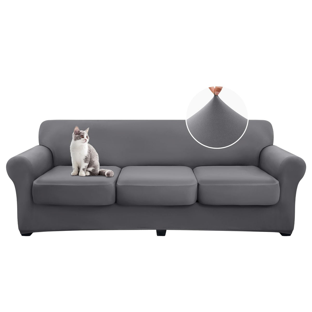 hyha 4 Pieces Couch Covers for 3 Cushion Couch, Sofa Covers Washable Soft Sofa Slipcovers, Stretch Couch Covers for Dogs, Furniture Protector with Elastic Straps (Sofa, Dark Gray)