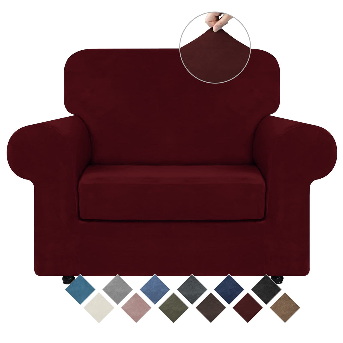 WEERRW 4 Pieces Couch Cover for Sofa Velvet Sofa Covers Washable, Dark Grey