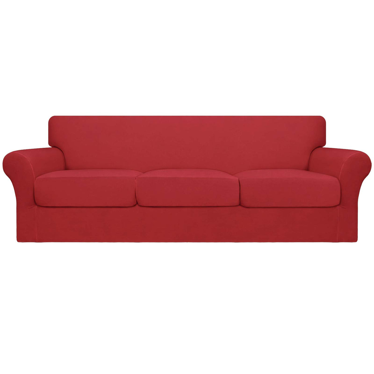 Easy-Going 4 Pieces Stretch Sofa Cover for 3 Cushion Couch Washable