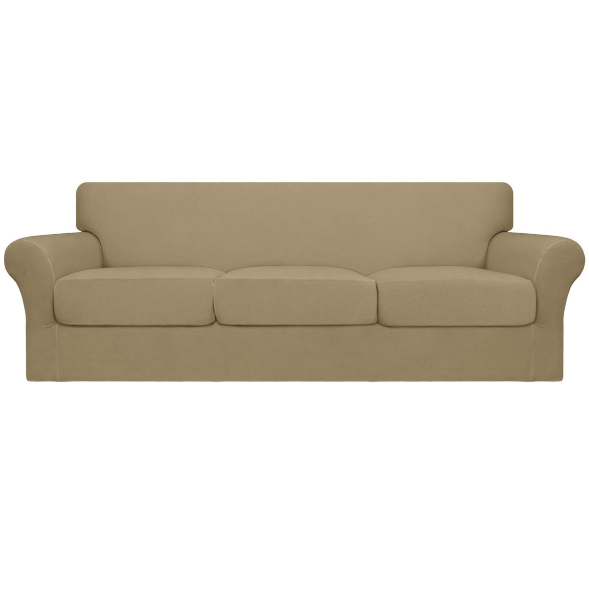 Easy-Going 4 Pieces Stretch Sofa Cover for 3 Cushion Couch Washable